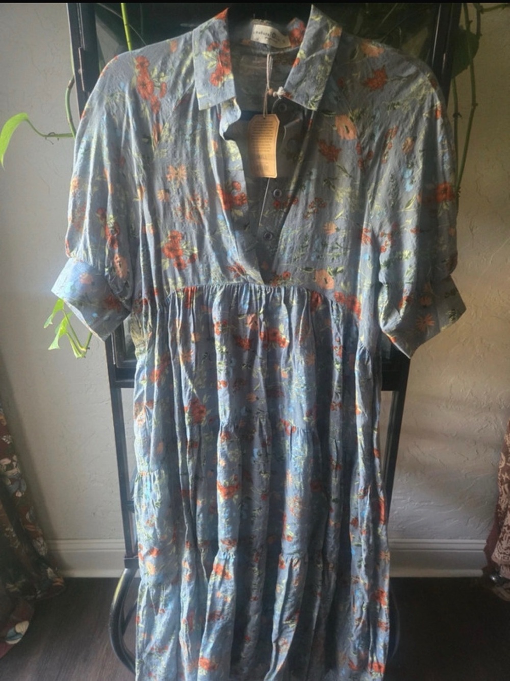NATURAL LIFE Rebecca Floral Maxi Dress with Orange Accents